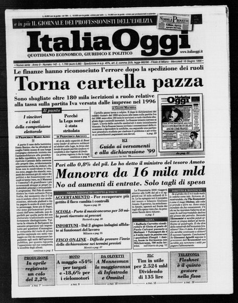 Italia oggi : quotidiano di economia finanza e politica